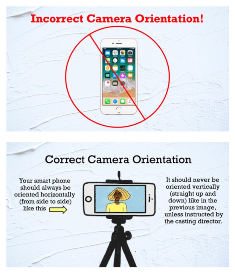 Example self-tape camera orientation