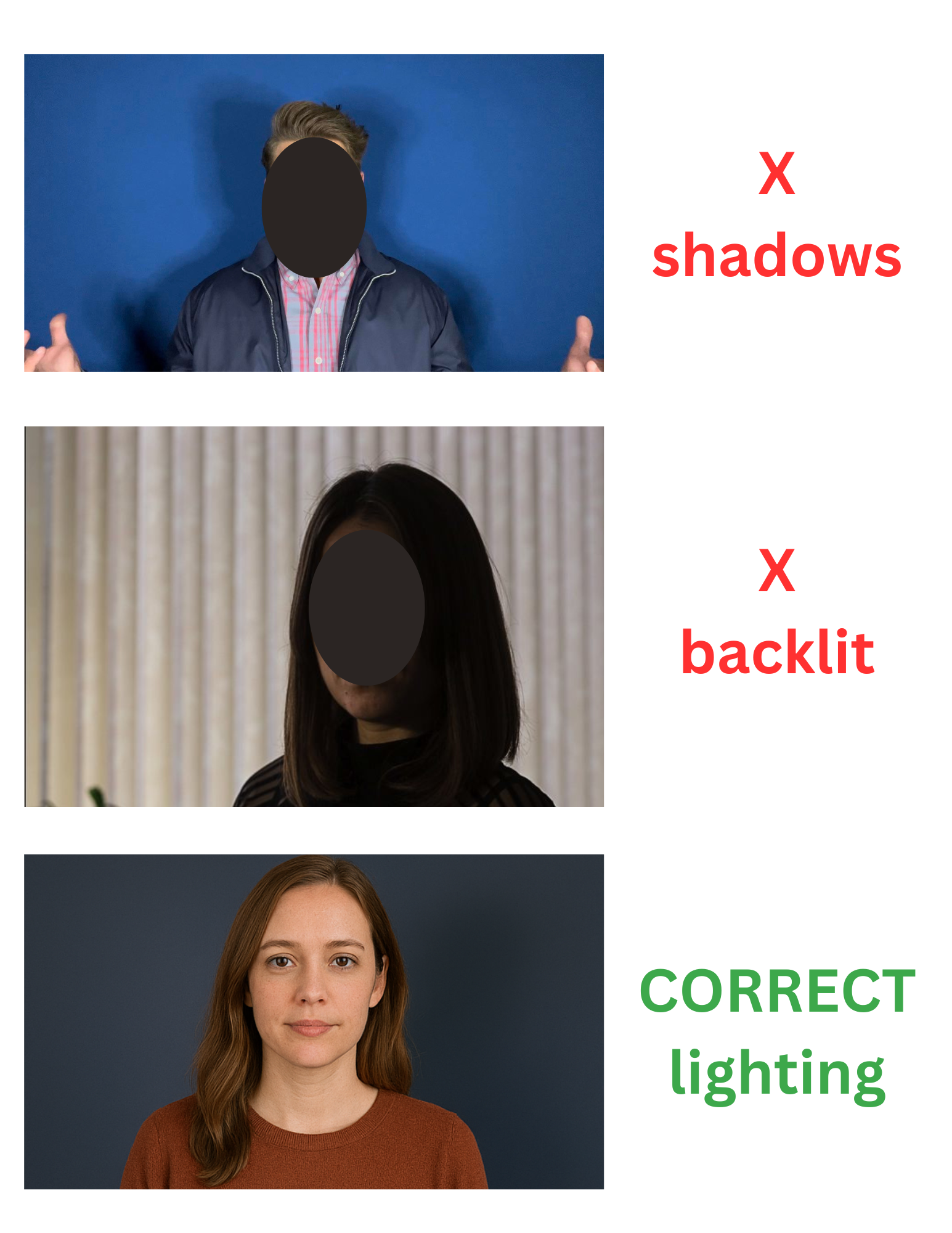 Self-tape lighting examples